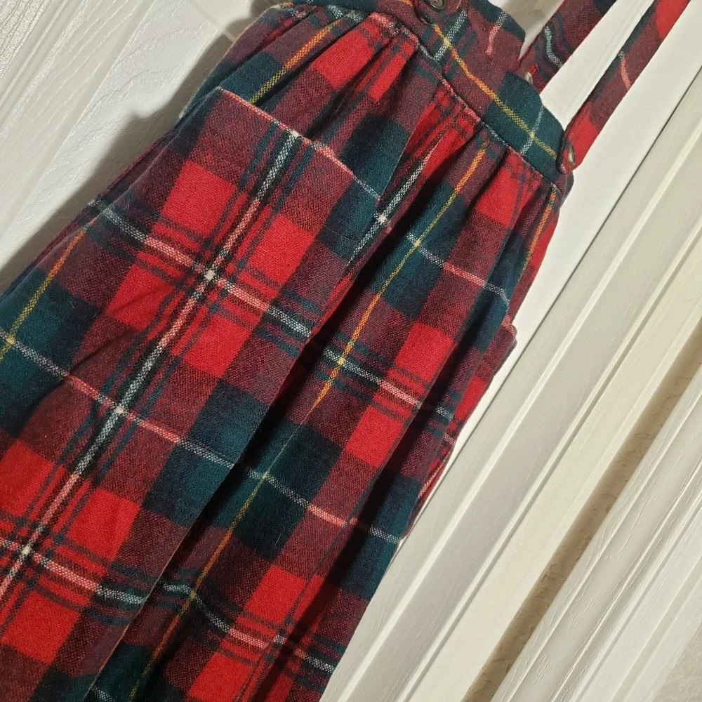 Vintage Ralph Lauren Plaid Wool Skirt Suspenders Girls Size 10 Holidays Acadamia